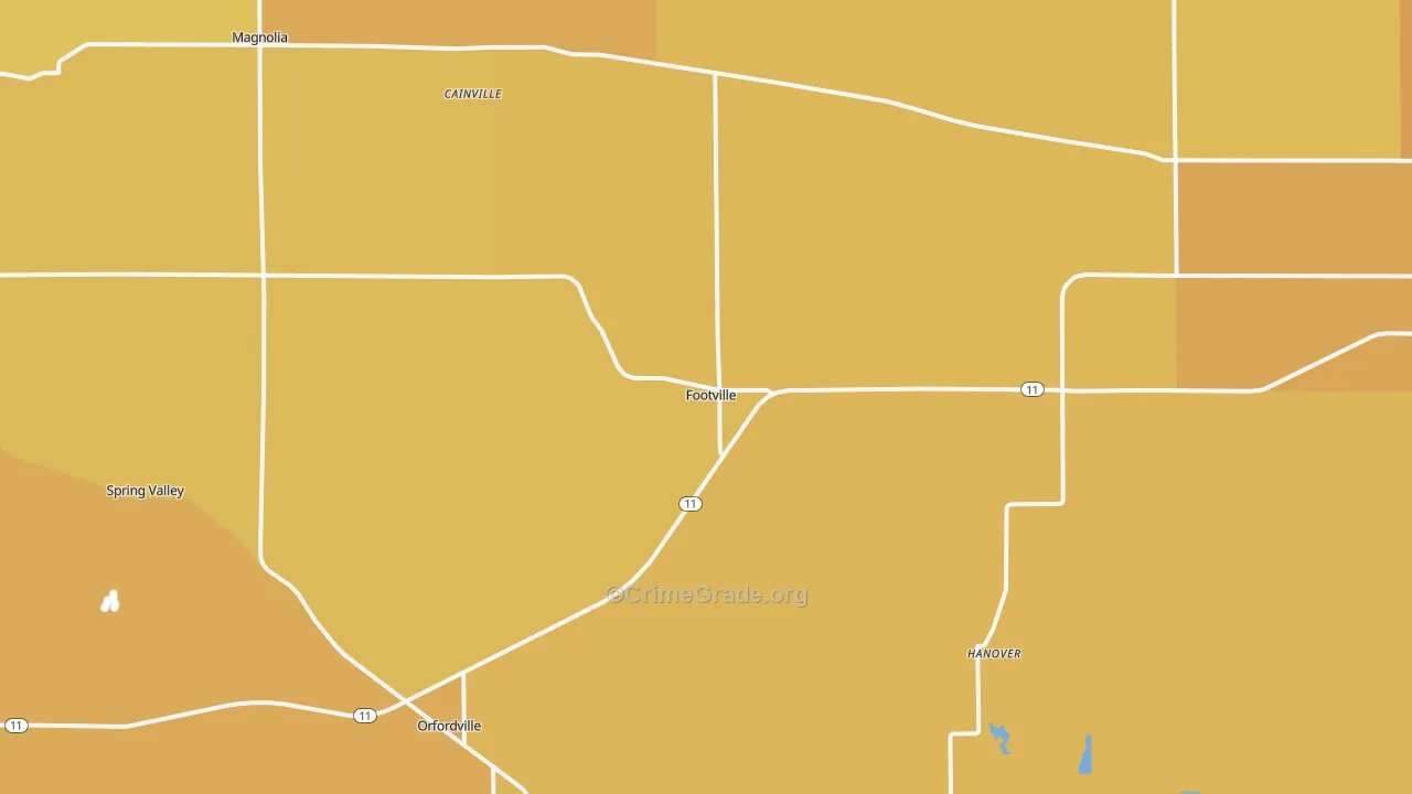 Footville, WI Map of Vehicle Theft Rates