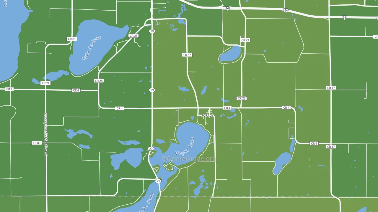 Forada, MN Map of Vehicle Theft Rates