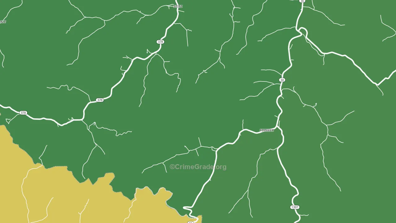 Foraker, KY Map of Vehicle Theft Rates