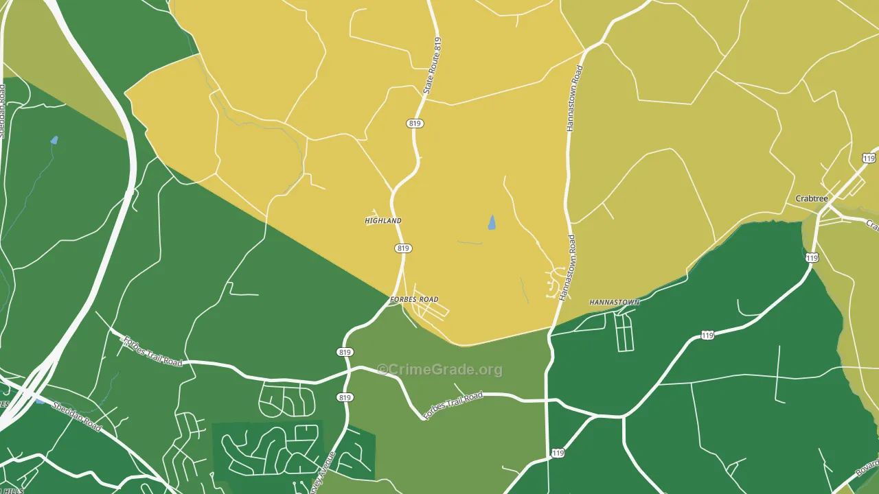 Forbes Road, PA Map of Vehicle Theft Rates