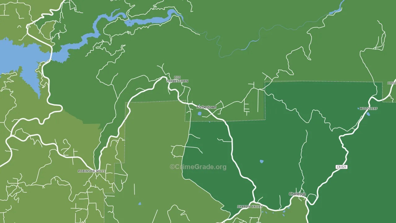 Forbestown, CA Map of Vehicle Theft Rates