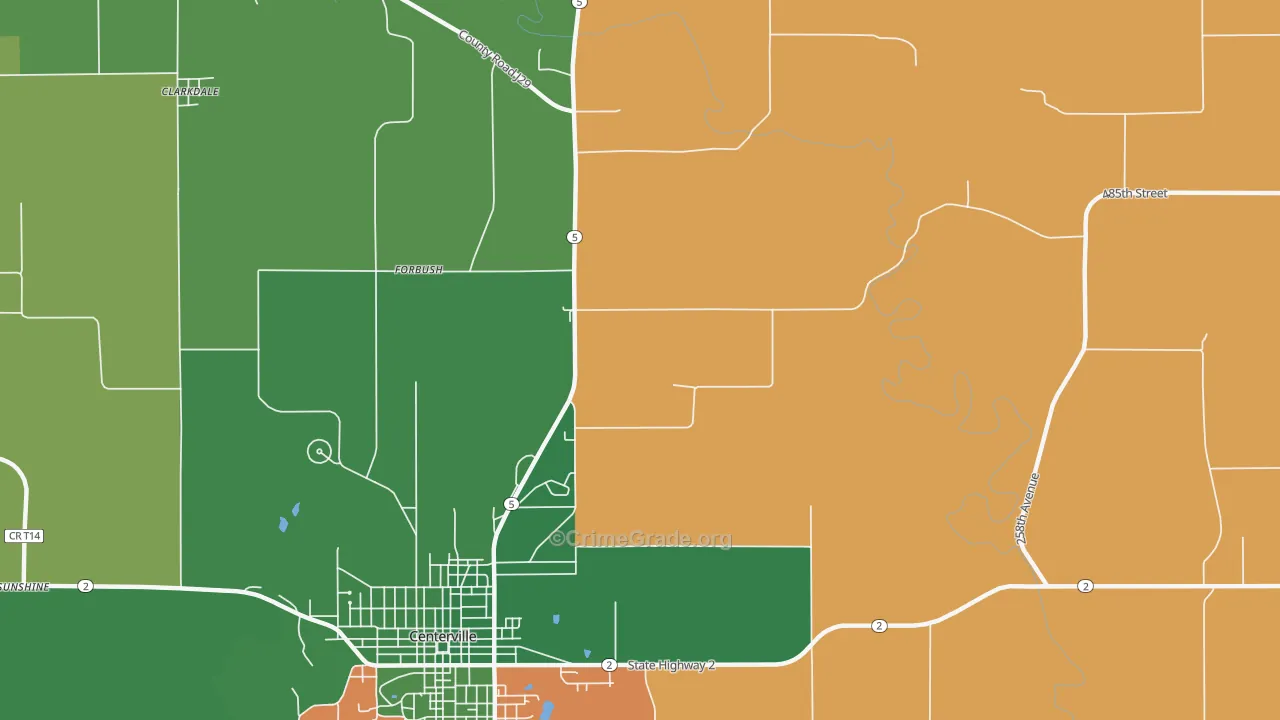 Forbush, IA Map of Vehicle Theft Rates