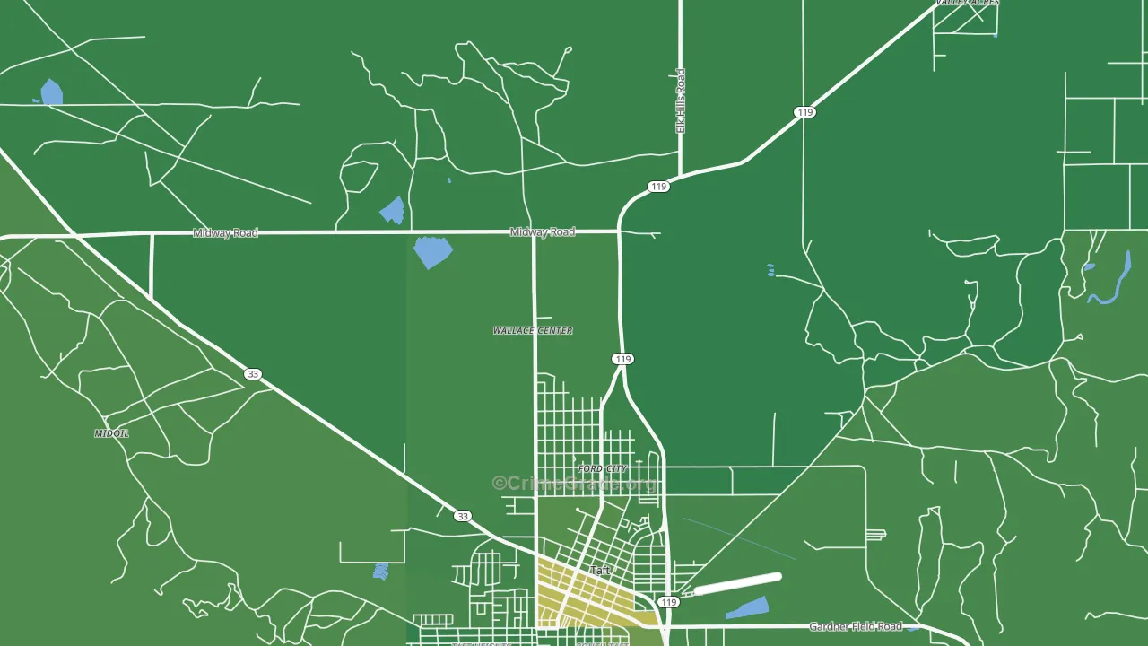 Ford City, CA Map of Vehicle Theft Rates