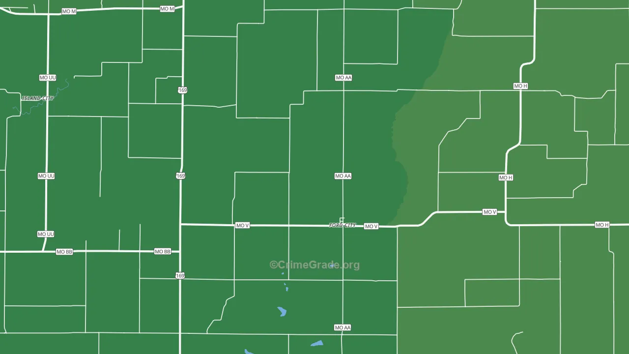 Ford City, MO Map of Vehicle Theft Rates
