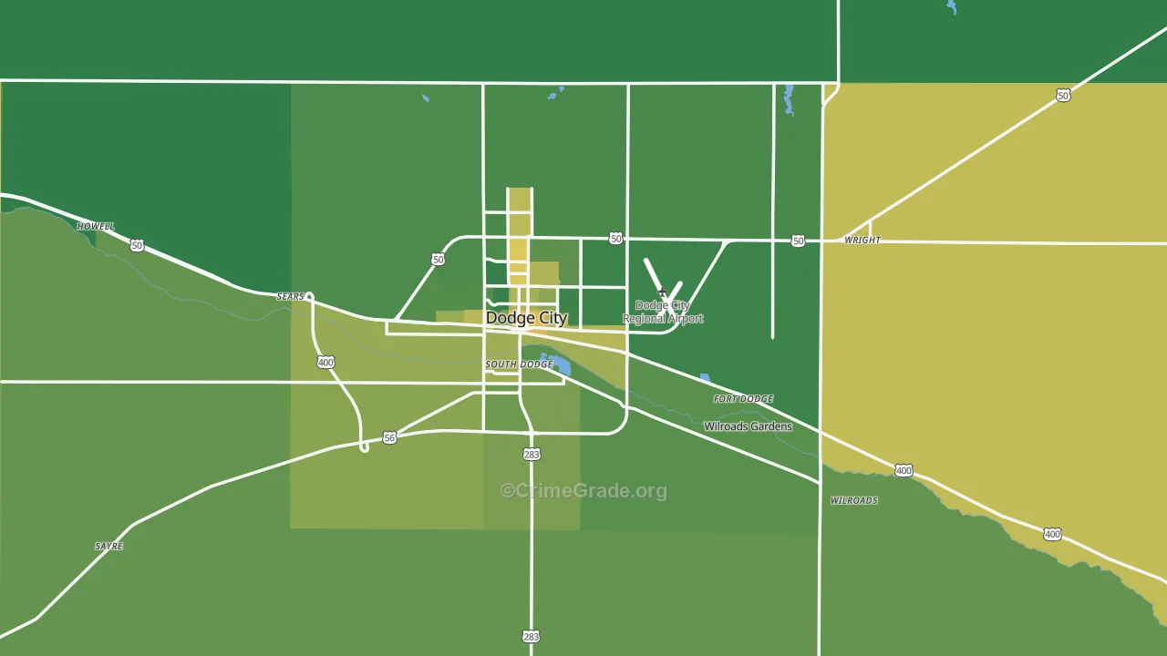 Ford County, KS Map of Vehicle Theft Rates