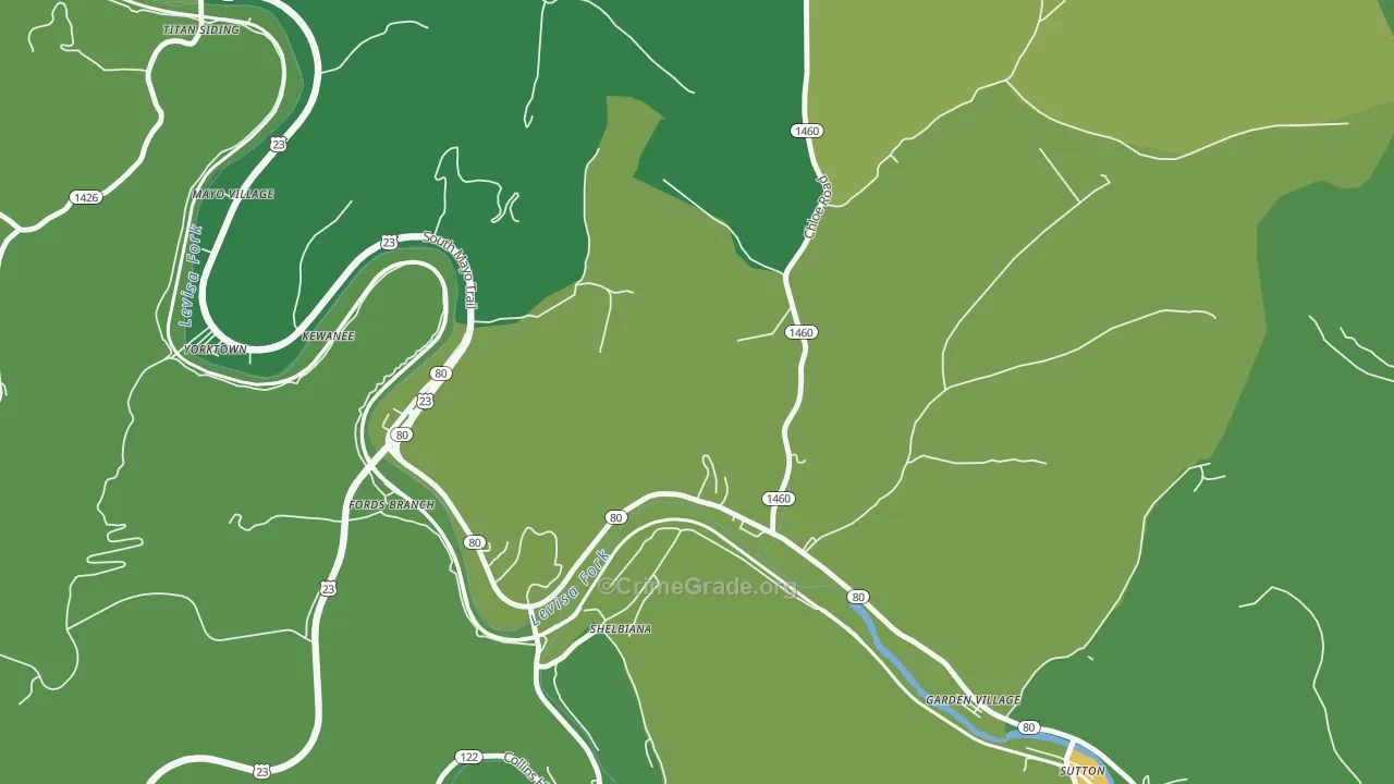 Fords Branch, KY Map of Vehicle Theft Rates