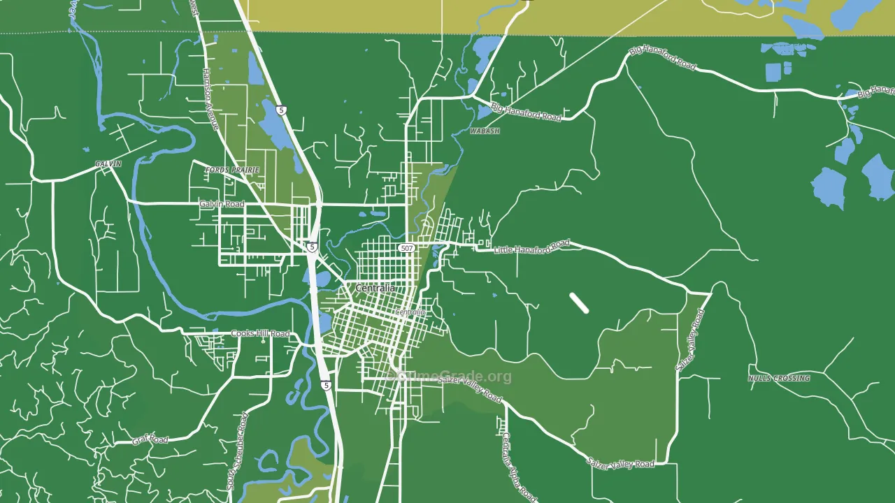 Fords Prairie, WA Map of Vehicle Theft Rates