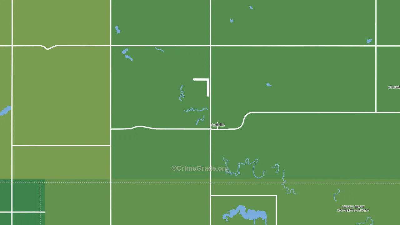 Fordville, ND Map of Vehicle Theft Rates