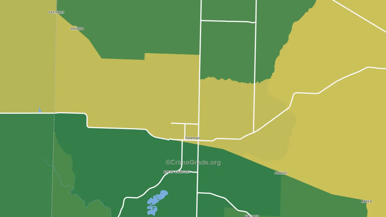 Foreman, AR Map of Vehicle Theft Rates