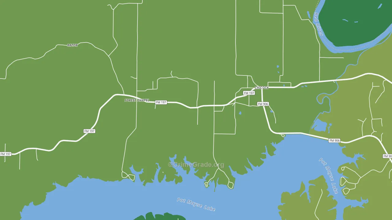 Forest Chapel, TX Map of Vehicle Theft Rates