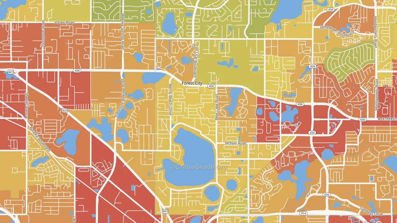 Forest City, FL Map of Vehicle Theft Rates