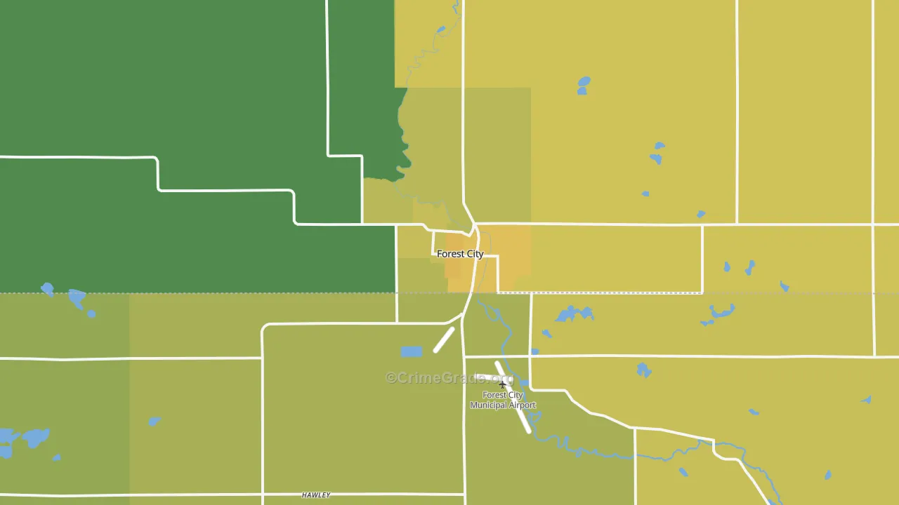 Forest City, IA Map of Vehicle Theft Rates