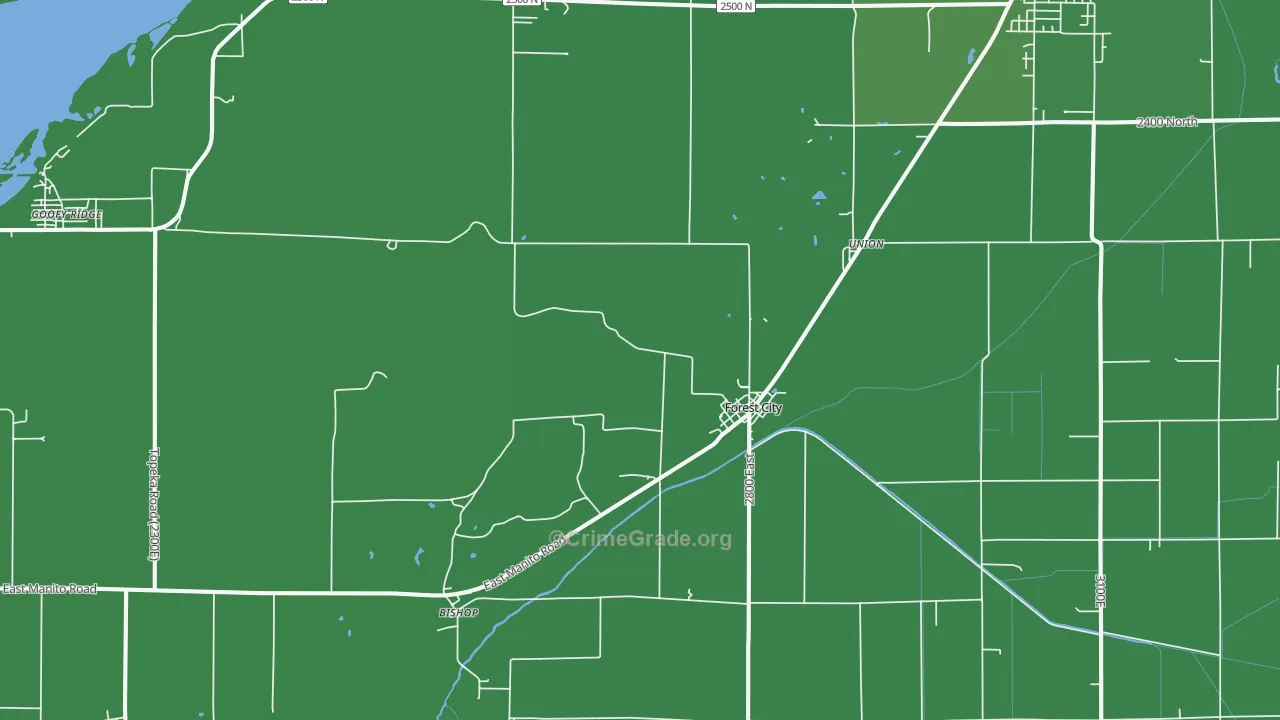 Forest City, IL Map of Vehicle Theft Rates