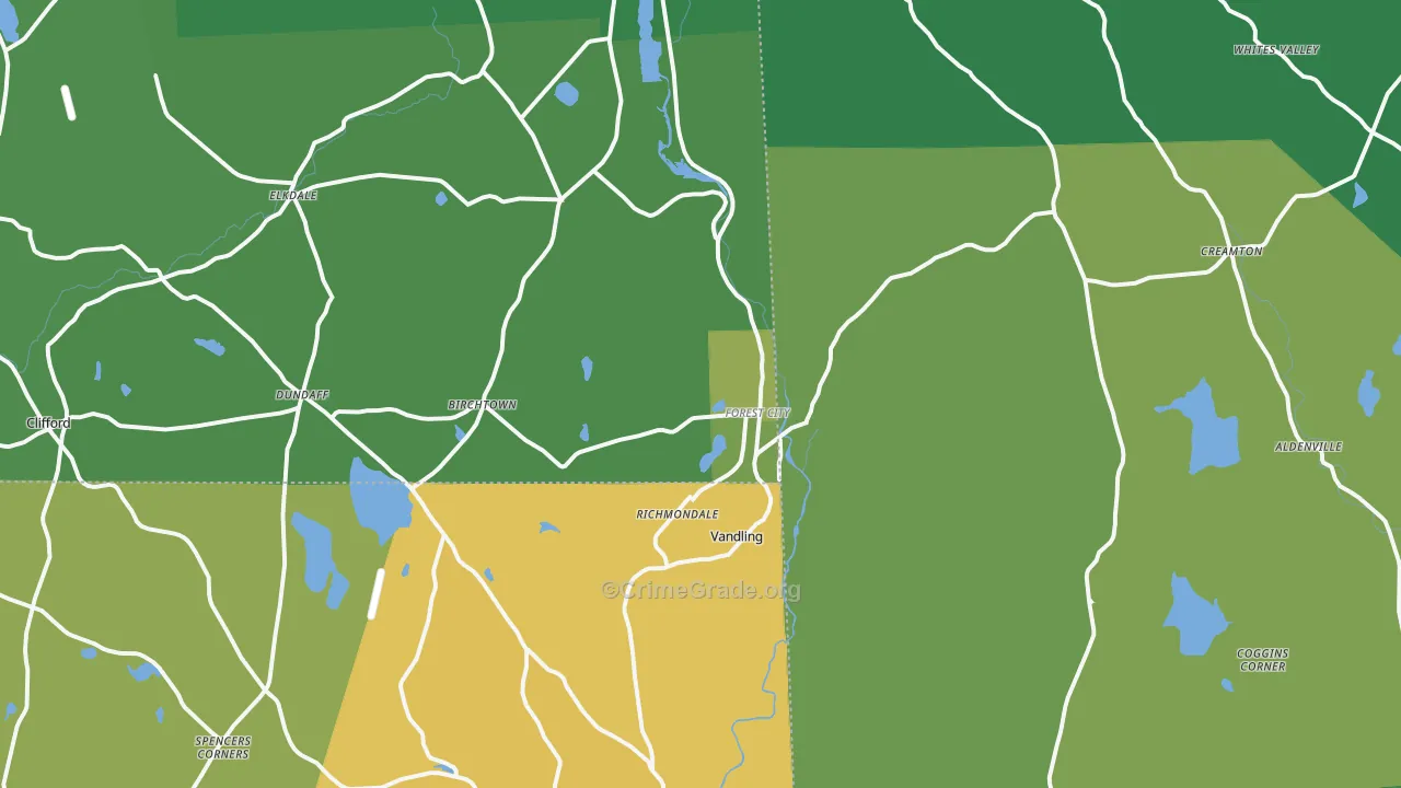 Forest City, PA Map of Vehicle Theft Rates