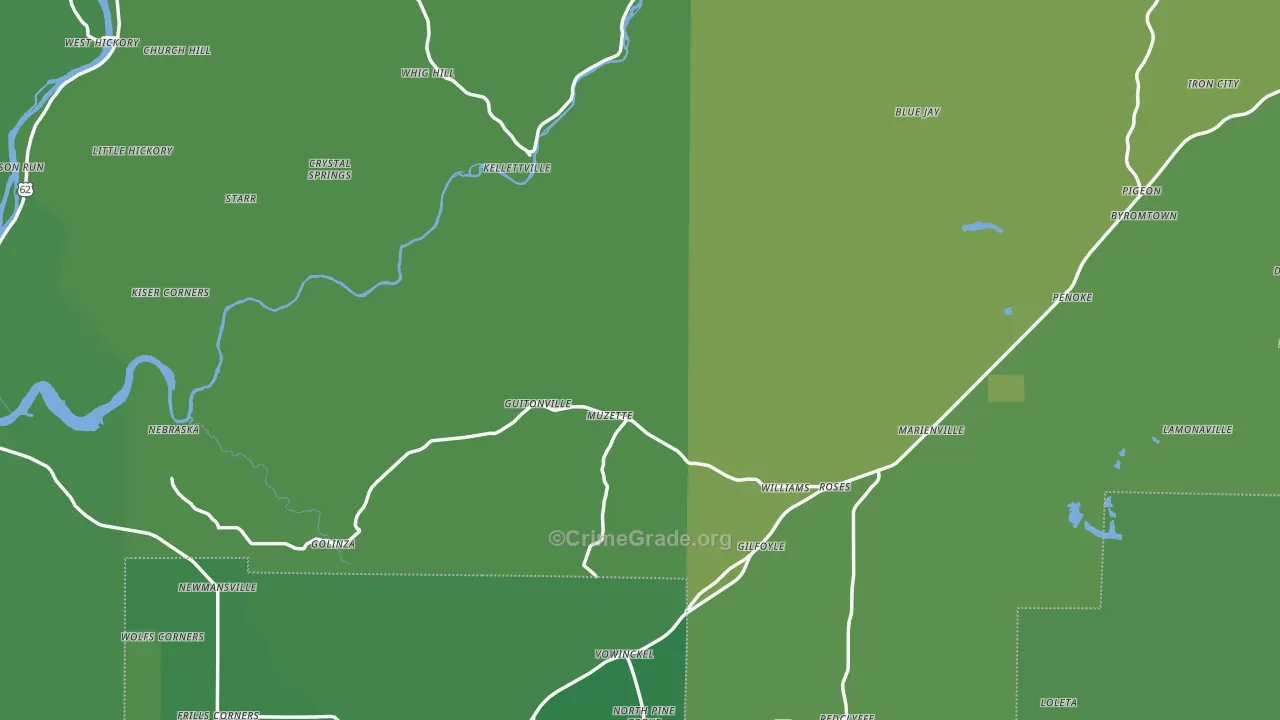 Forest County, PA Map of Vehicle Theft Rates