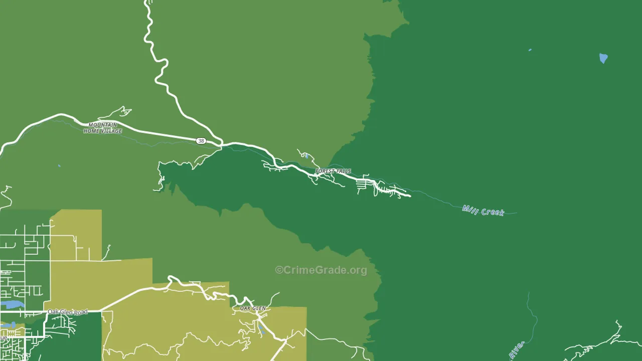 Forest Falls, CA Map of Vehicle Theft Rates