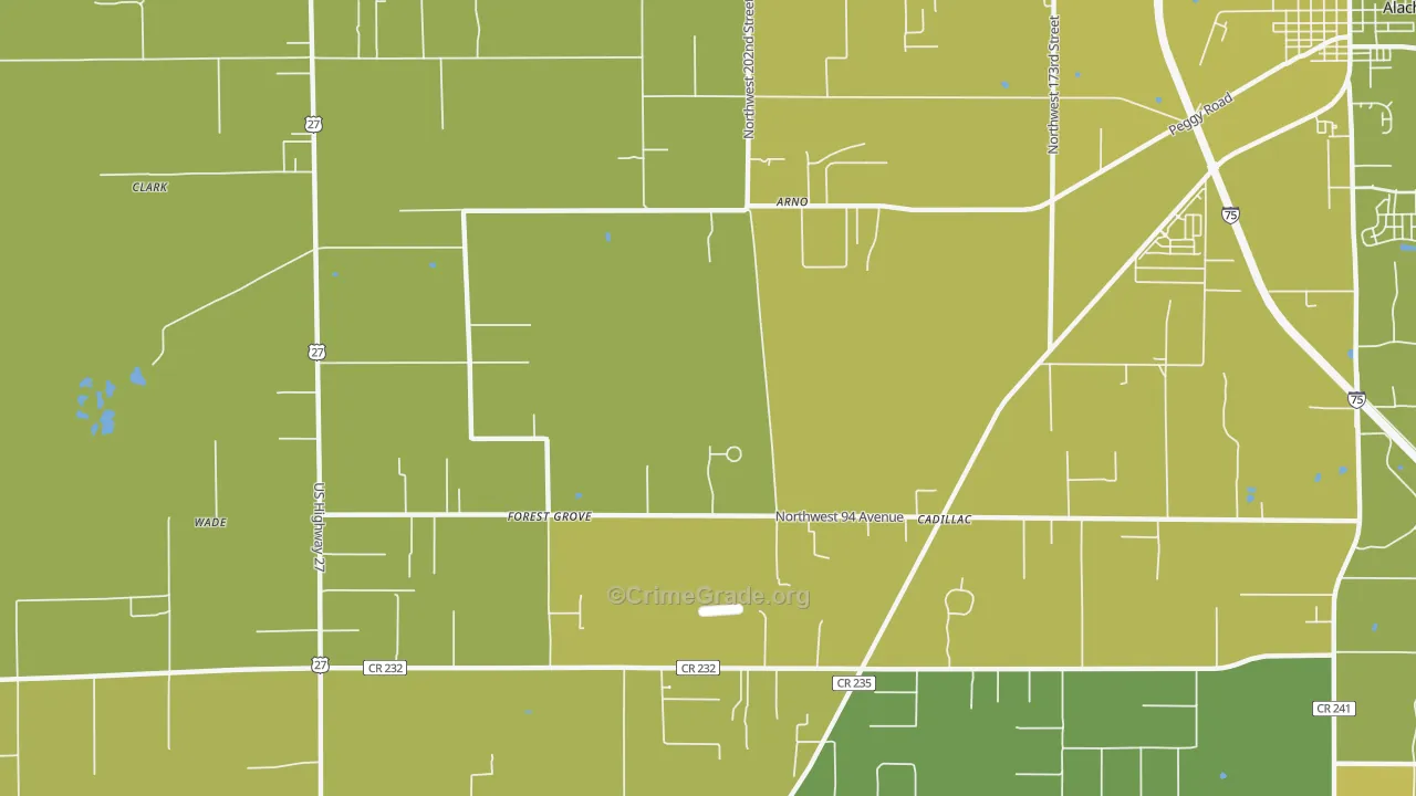 Forest Grove, FL Map of Vehicle Theft Rates