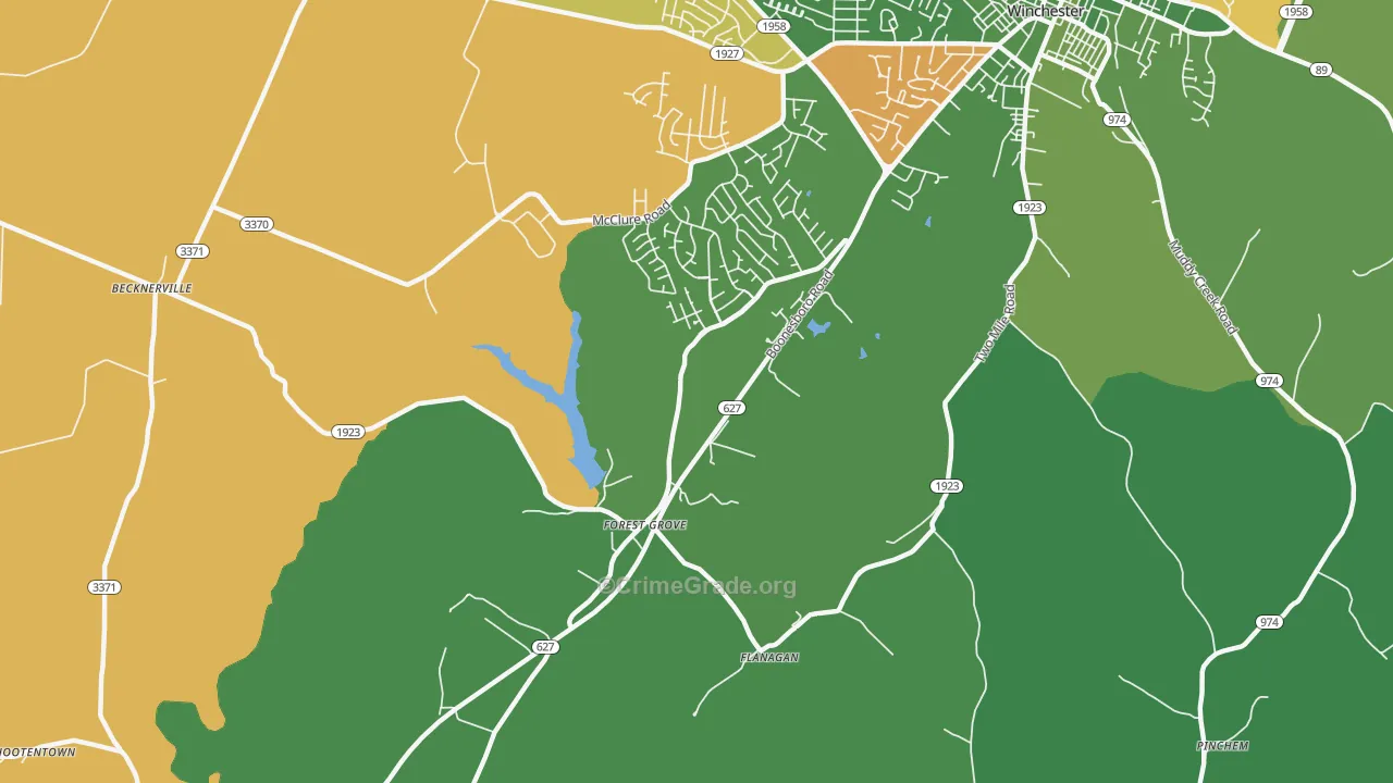 Forest Grove, KY Map of Vehicle Theft Rates