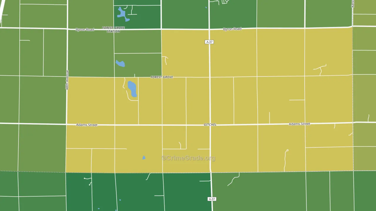 Forest Grove, MI Map of Vehicle Theft Rates