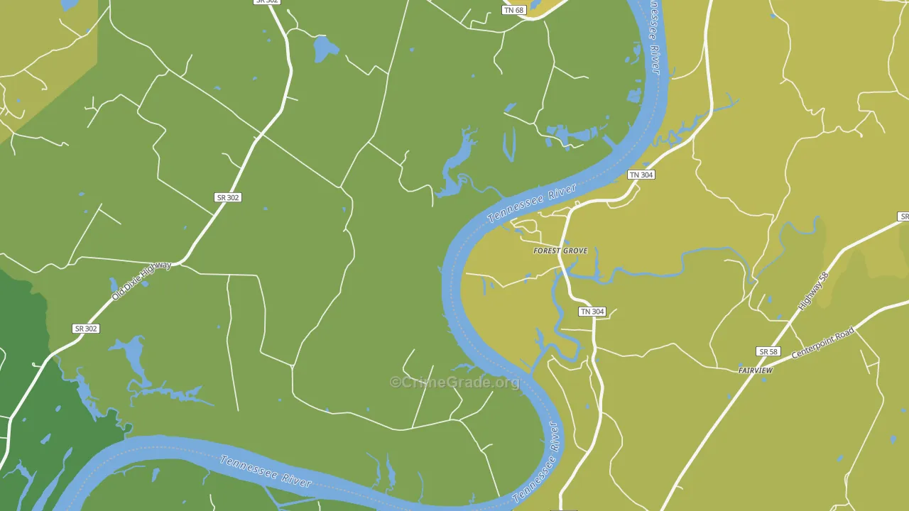 Forest Grove, TN Map of Vehicle Theft Rates