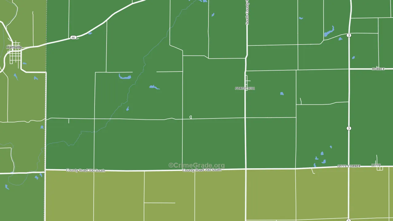 Forest Hill, IN Map of Vehicle Theft Rates