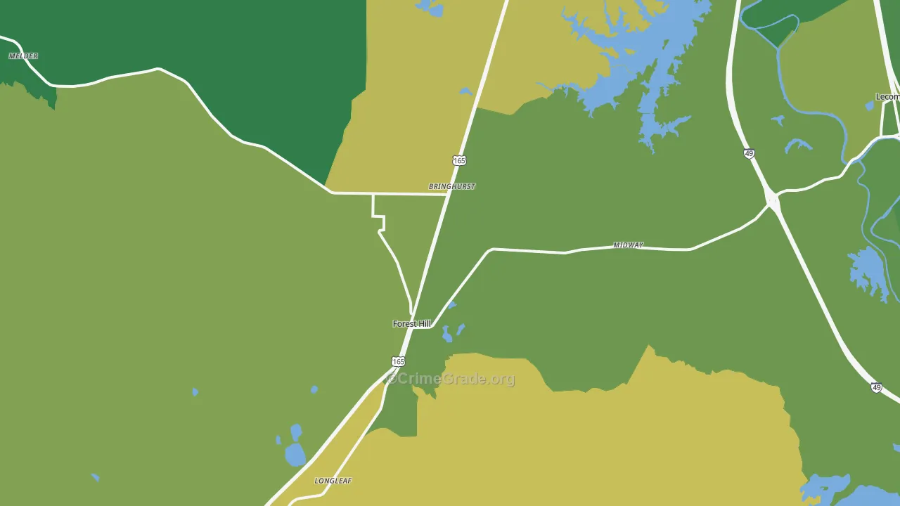 Forest Hill, LA Map of Vehicle Theft Rates