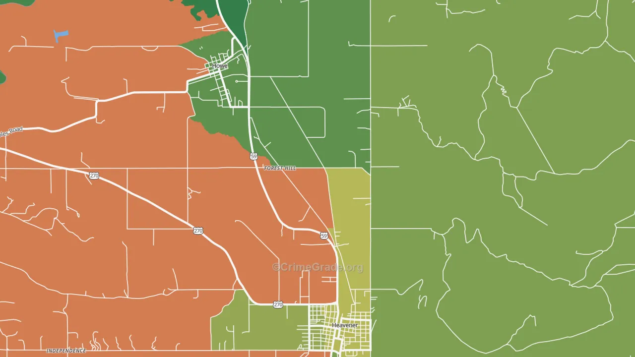 Forest Hill, OK Map of Vehicle Theft Rates