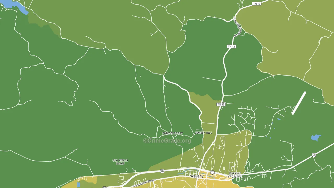 Forest Hill, TN Map of Vehicle Theft Rates