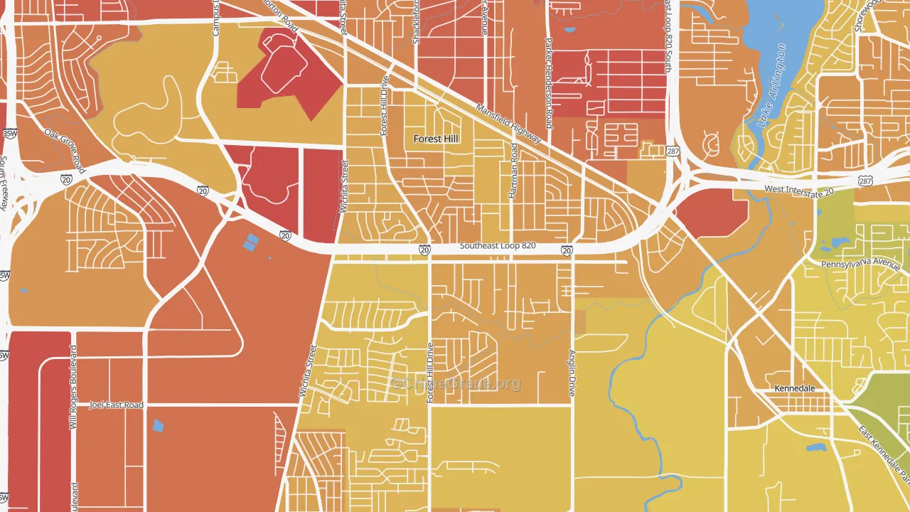 Forest Hill, TX Map of Vehicle Theft Rates