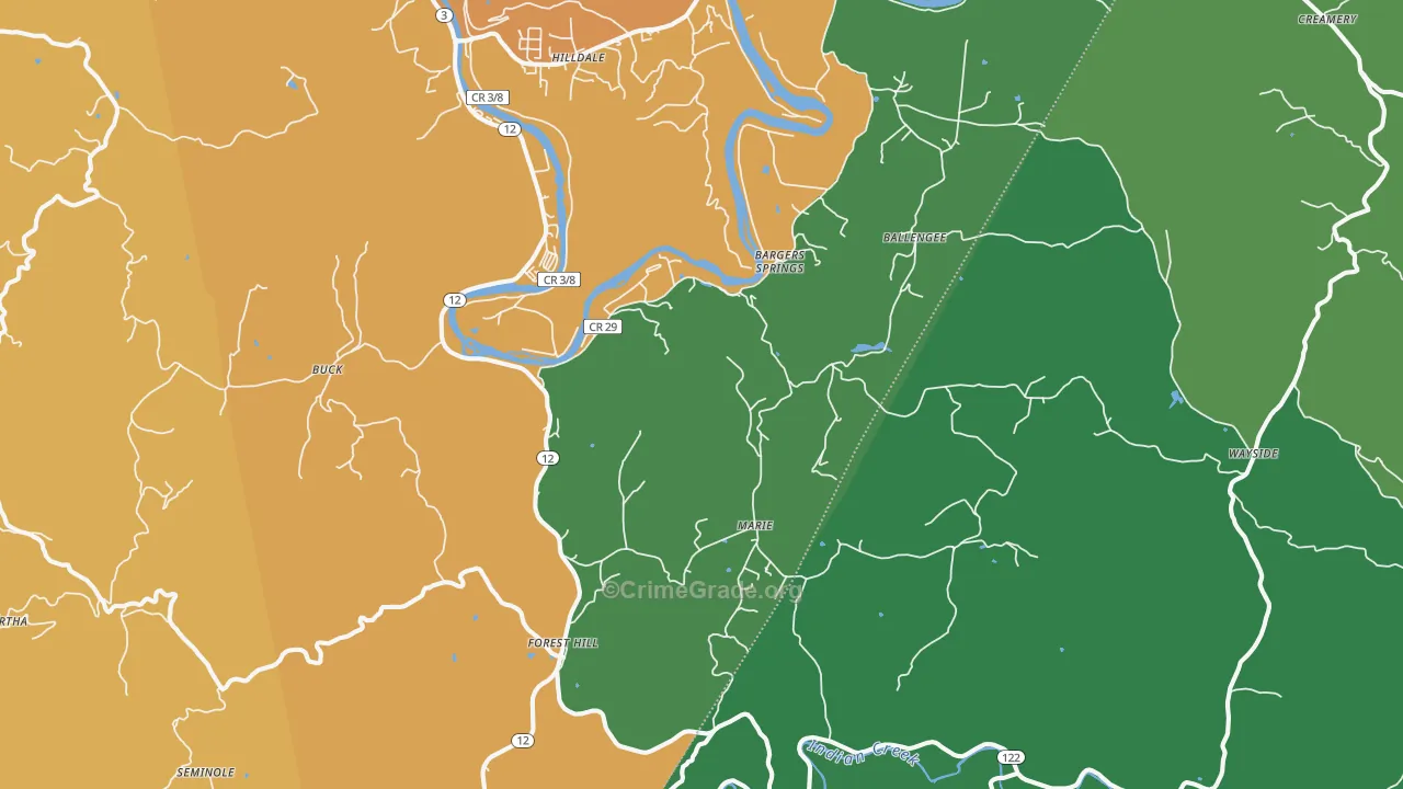 Forest Hill, WV Map of Vehicle Theft Rates