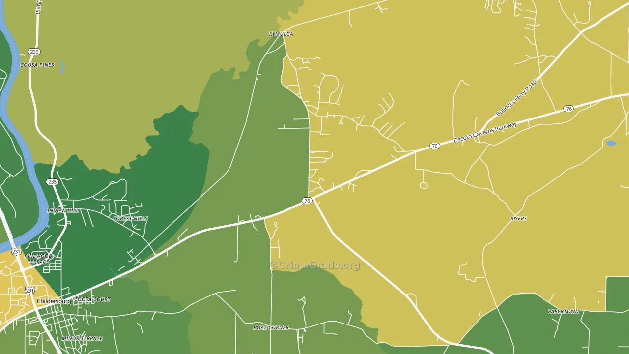 Forest Hills, AL Map of Vehicle Theft Rates