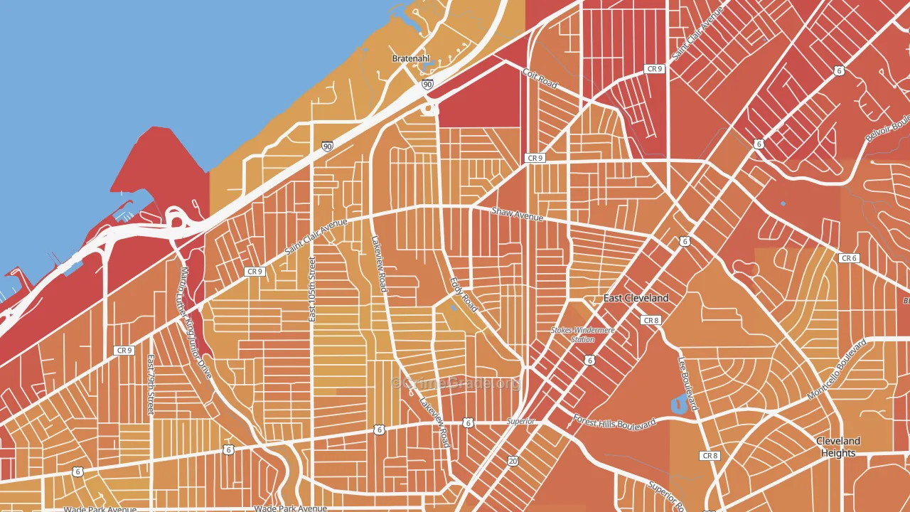 Forest Hills, Cleveland, OH Map of Vehicle Theft Rates