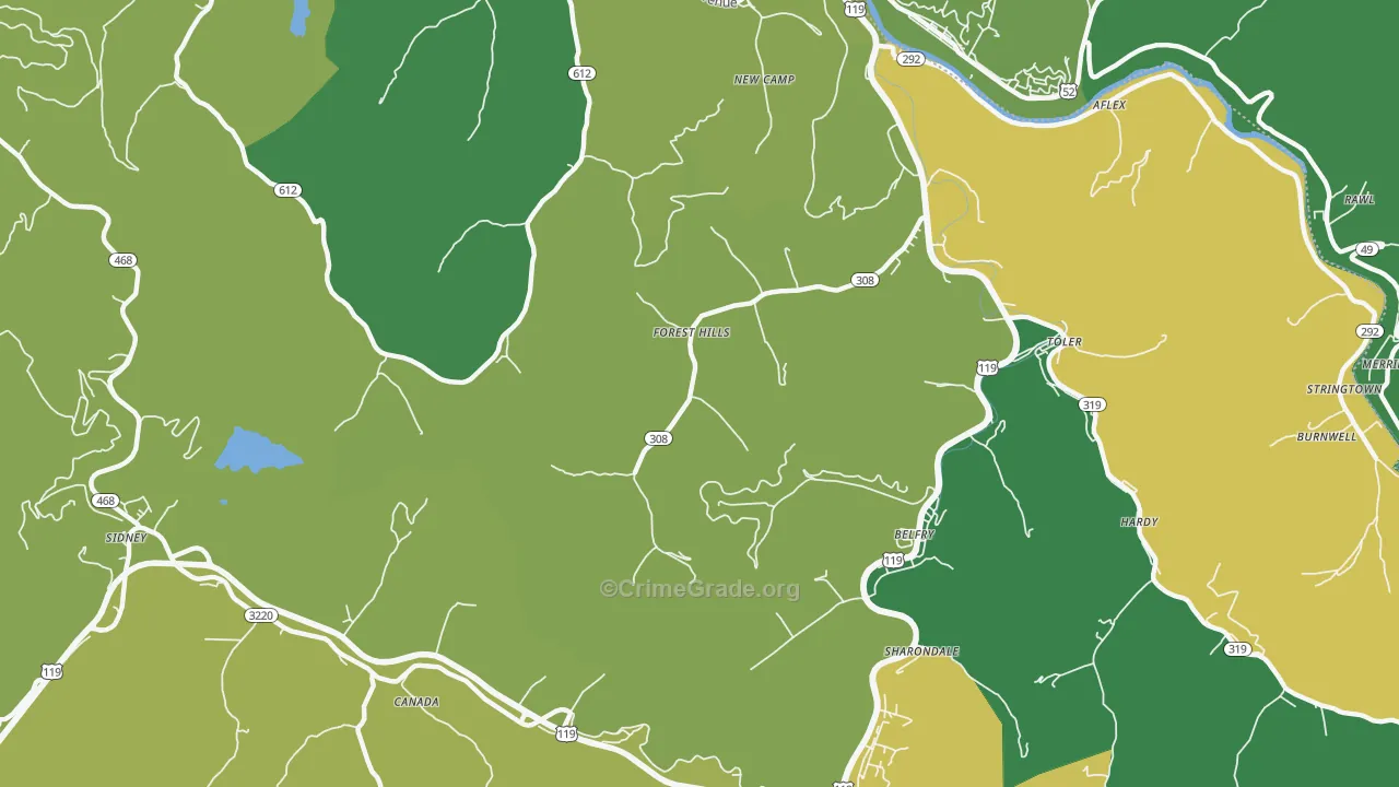 Forest Hills, KY Map of Vehicle Theft Rates
