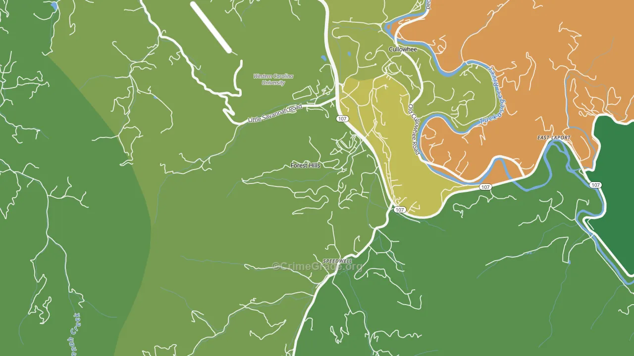 Forest Hills, NC Map of Vehicle Theft Rates