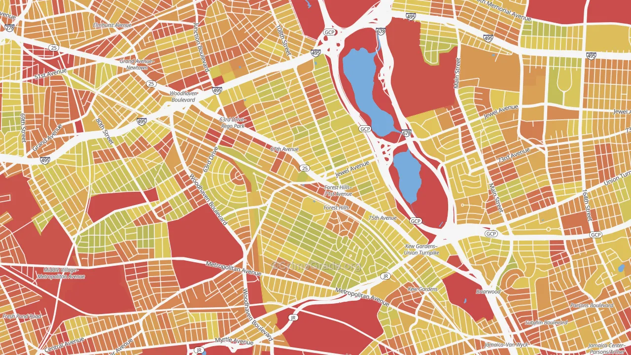 Forest Hills, Queens, NY Map of Vehicle Theft Rates
