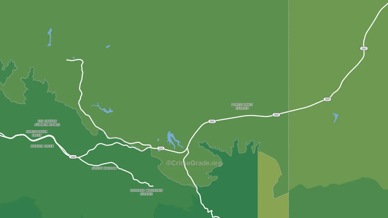 Forest Lakes, AZ Map of Vehicle Theft Rates