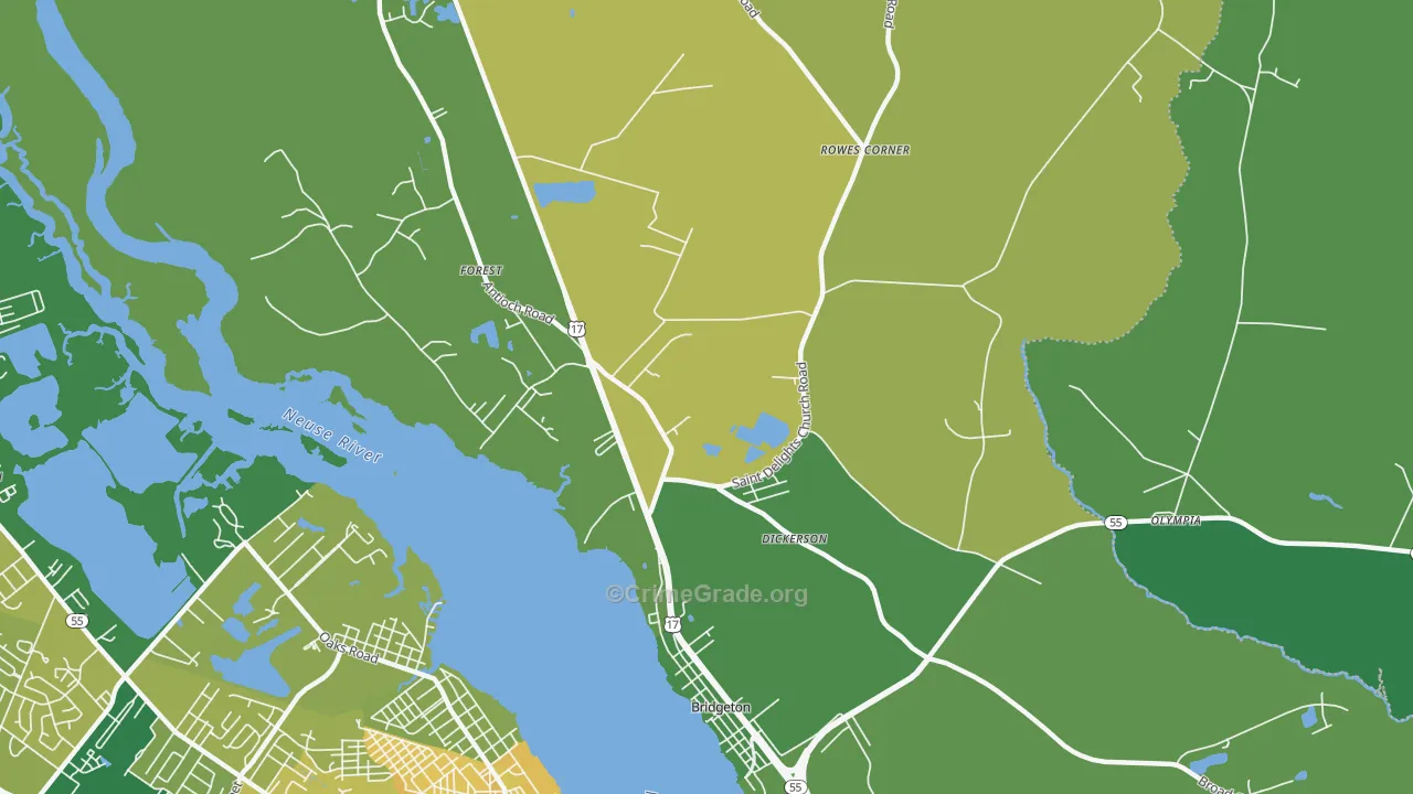 Forest, NC Map of Vehicle Theft Rates