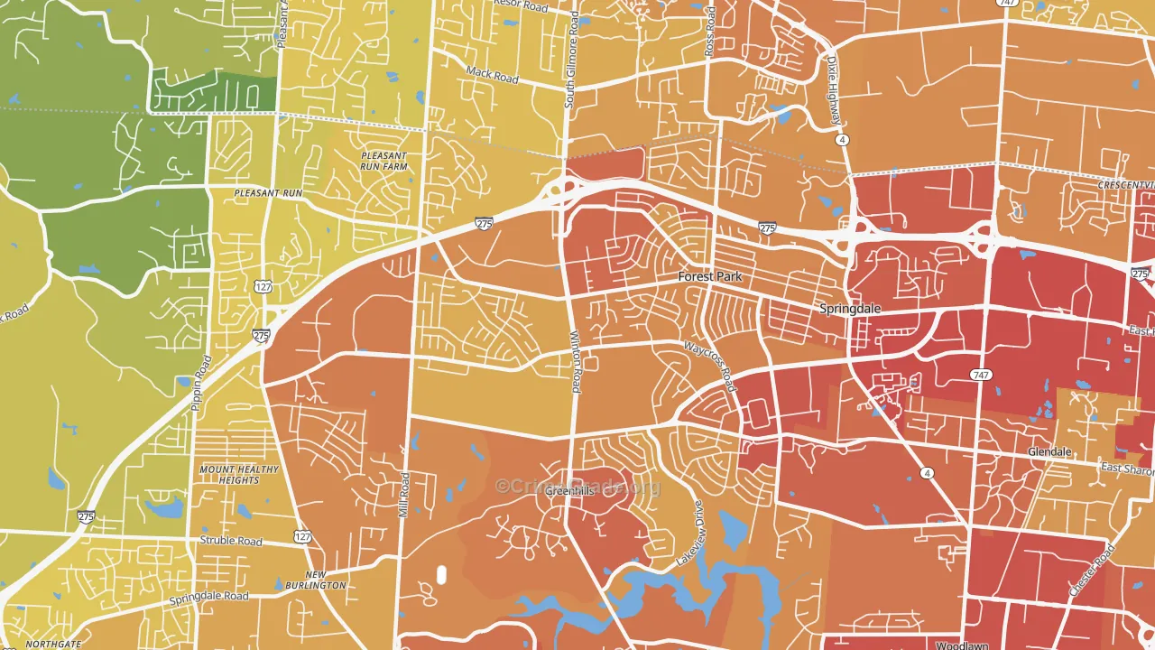 Forest Park, OH Map of Vehicle Theft Rates