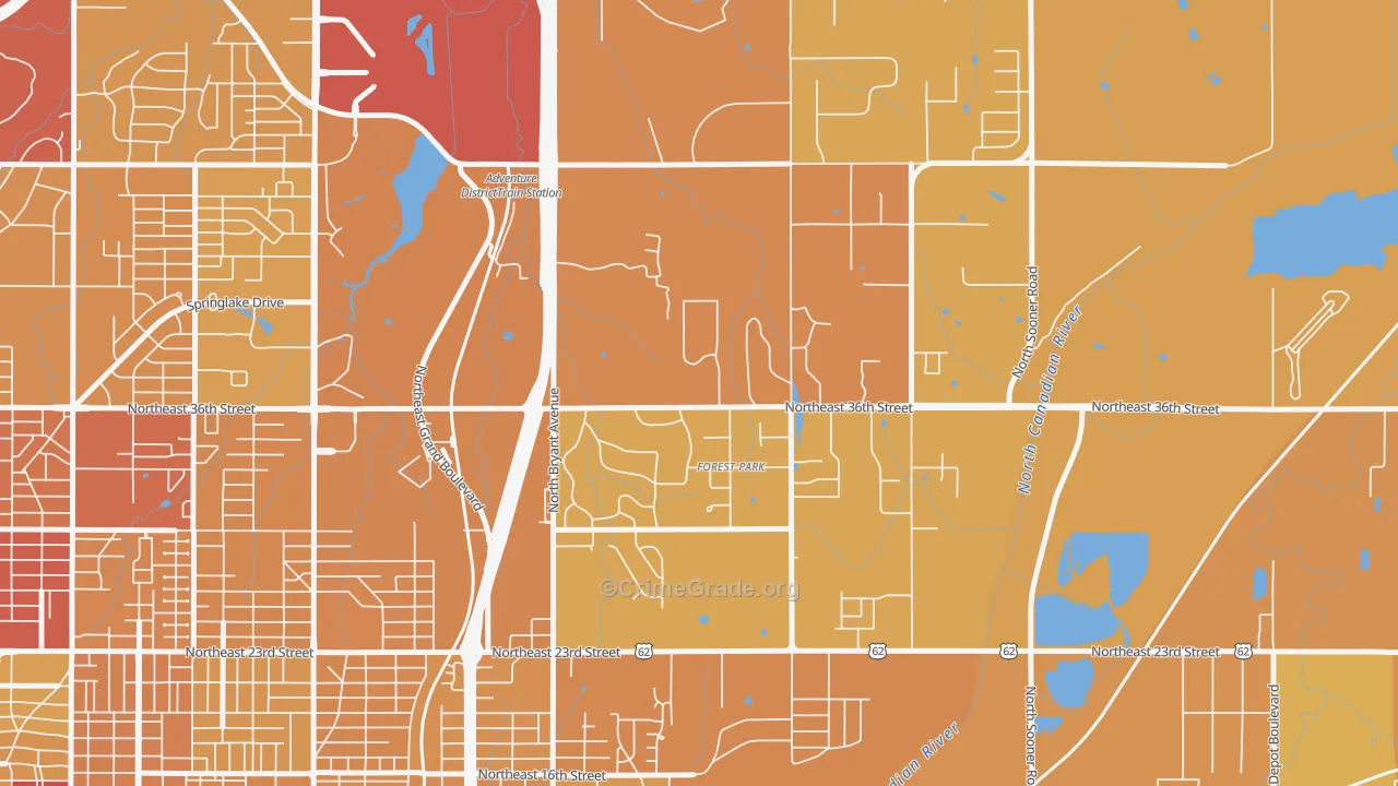 Forest Park, OK Map of Vehicle Theft Rates