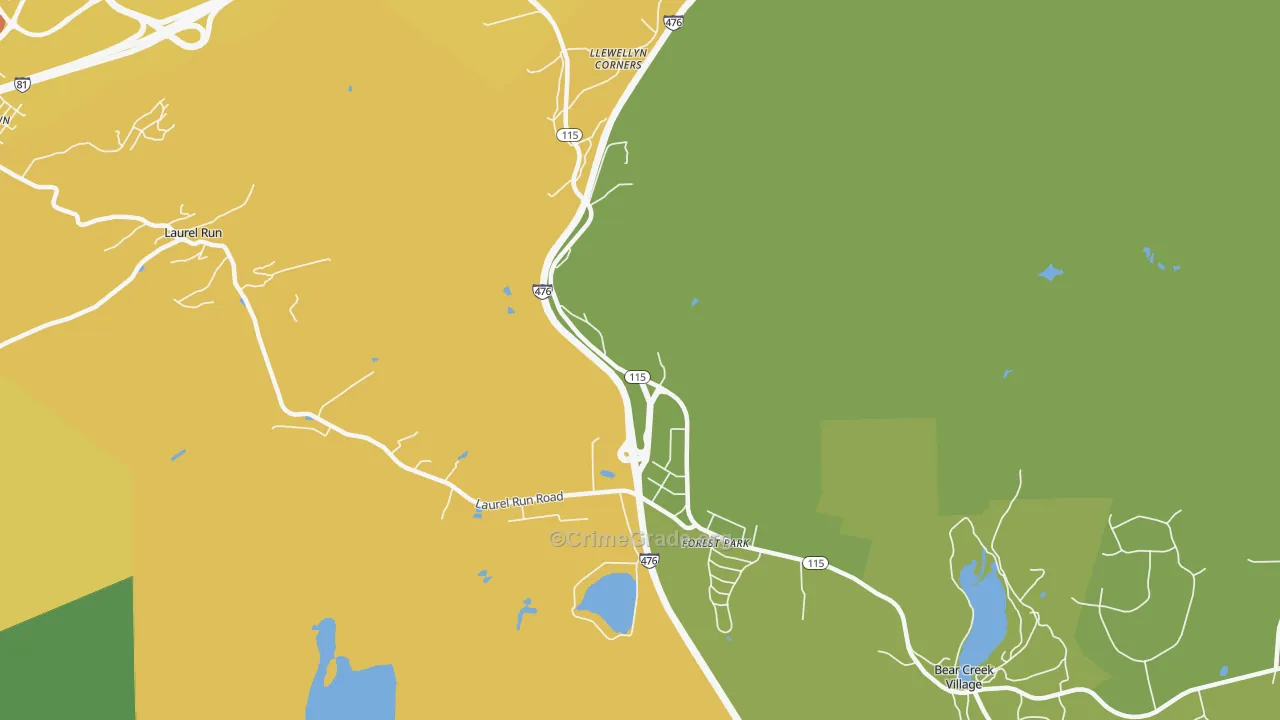 Forest Park, PA Map of Vehicle Theft Rates