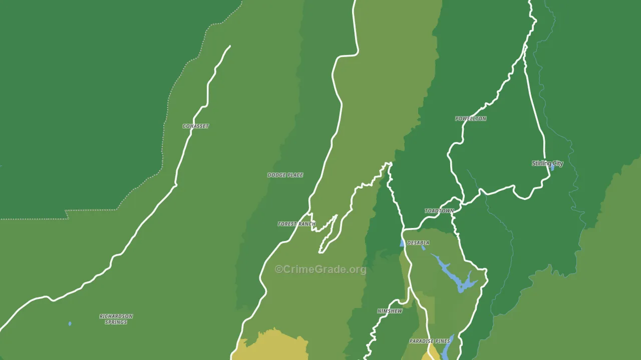 Forest Ranch, CA Map of Vehicle Theft Rates