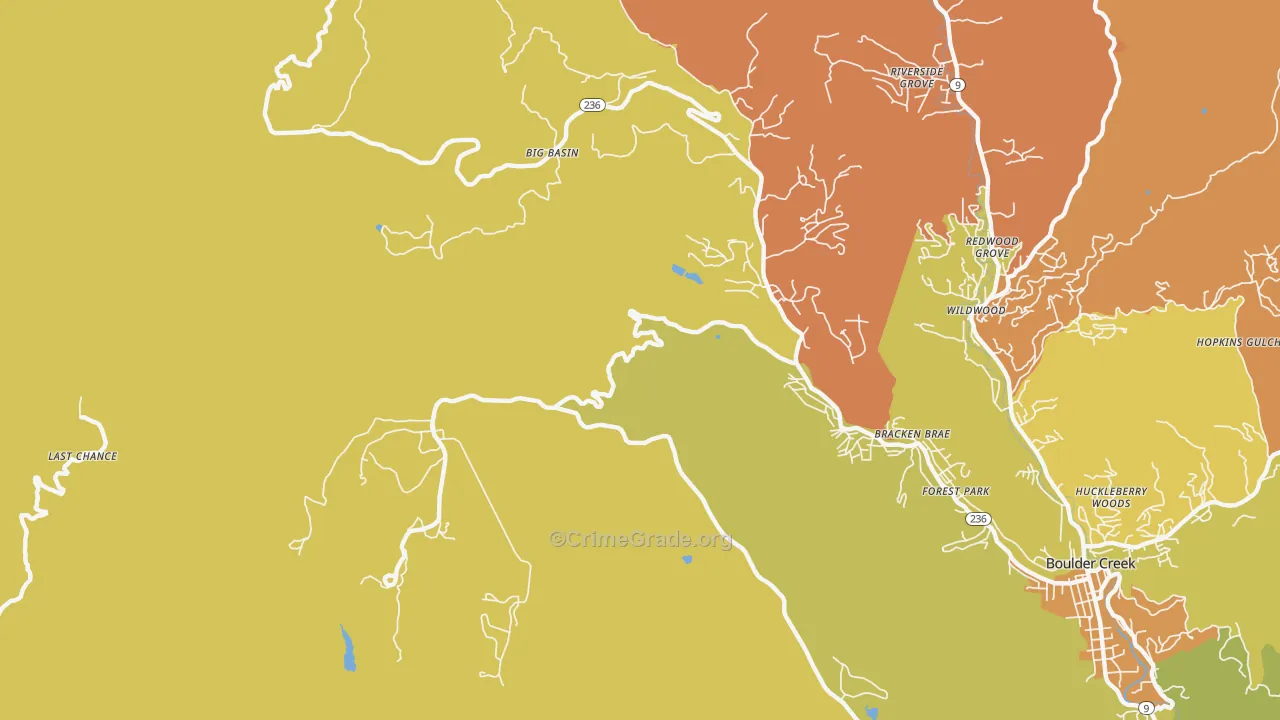 Forest Springs, CA Map of Vehicle Theft Rates