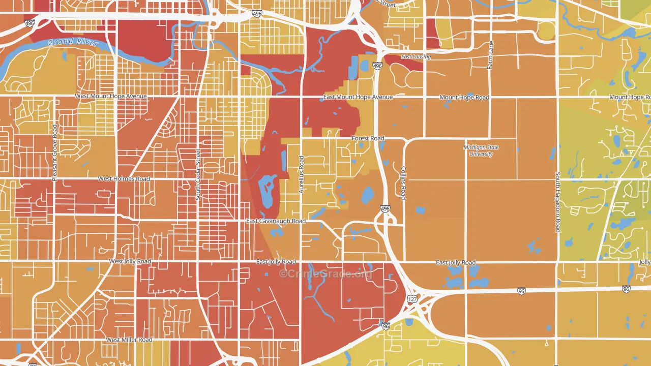 Forest View, Lansing, MI Map of Vehicle Theft Rates