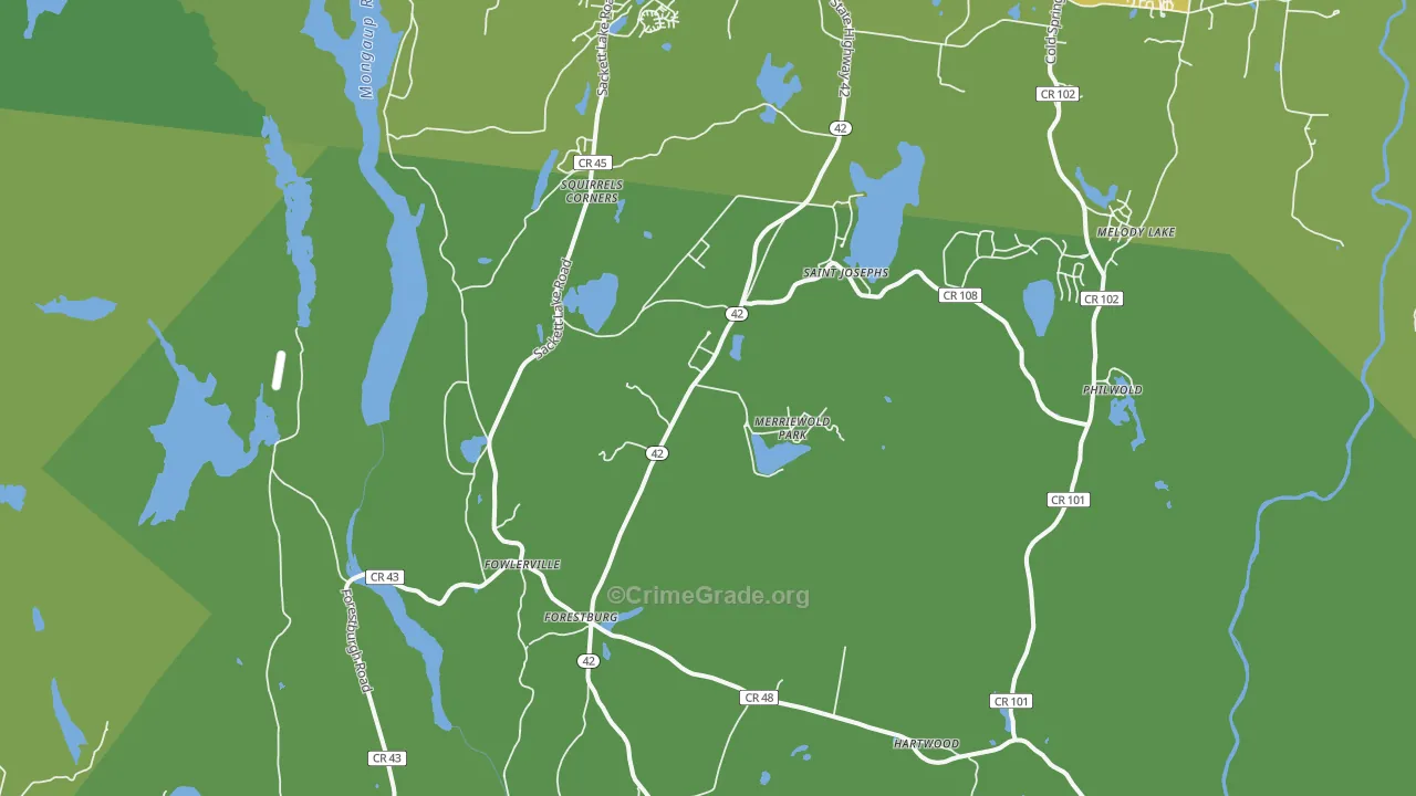 Forestburgh, NY Map of Vehicle Theft Rates