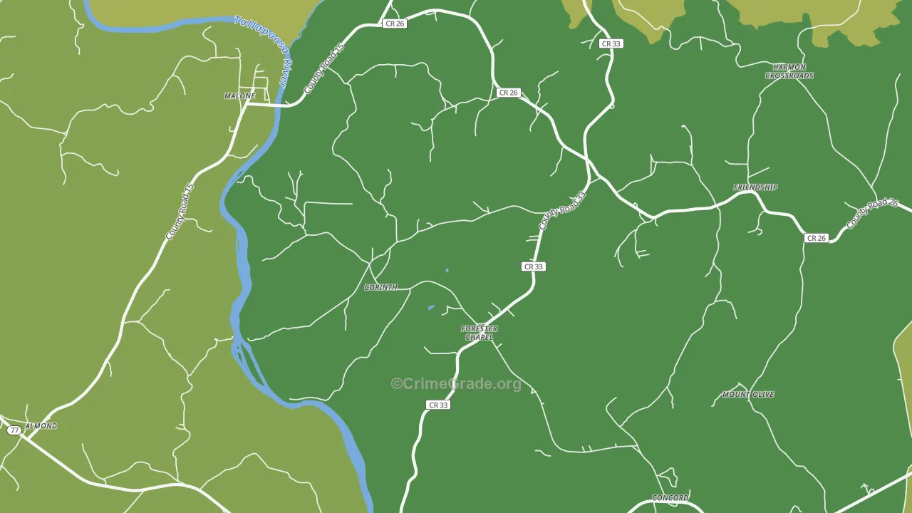 Forester Chapel, AL Map of Vehicle Theft Rates
