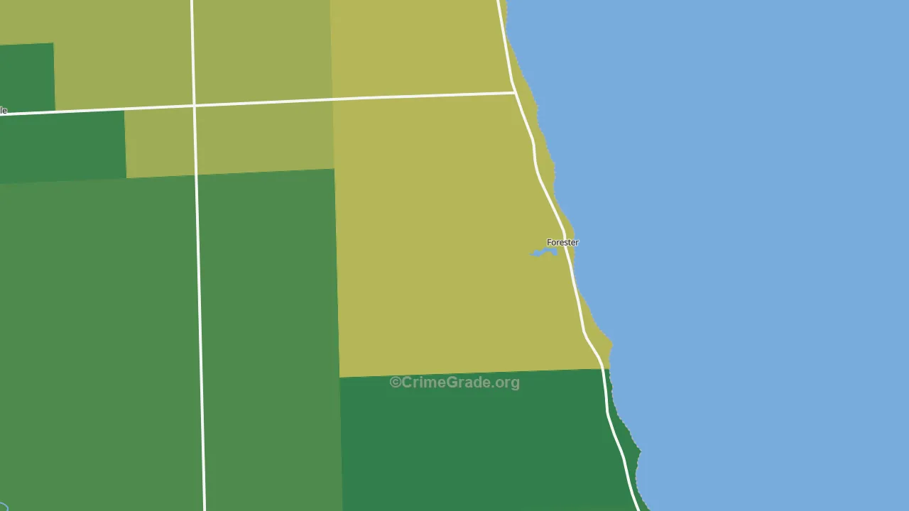 Forester, MI Map of Vehicle Theft Rates