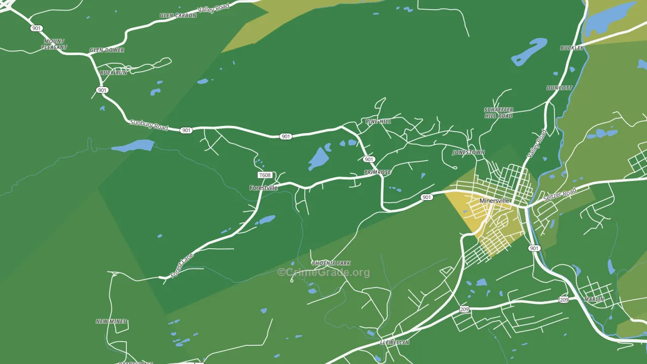 Forestville, PA Map of Vehicle Theft Rates