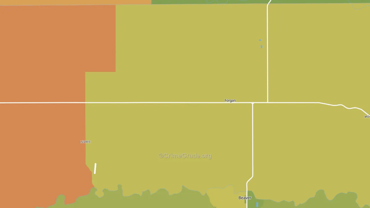 Forgan, OK Map of Vehicle Theft Rates