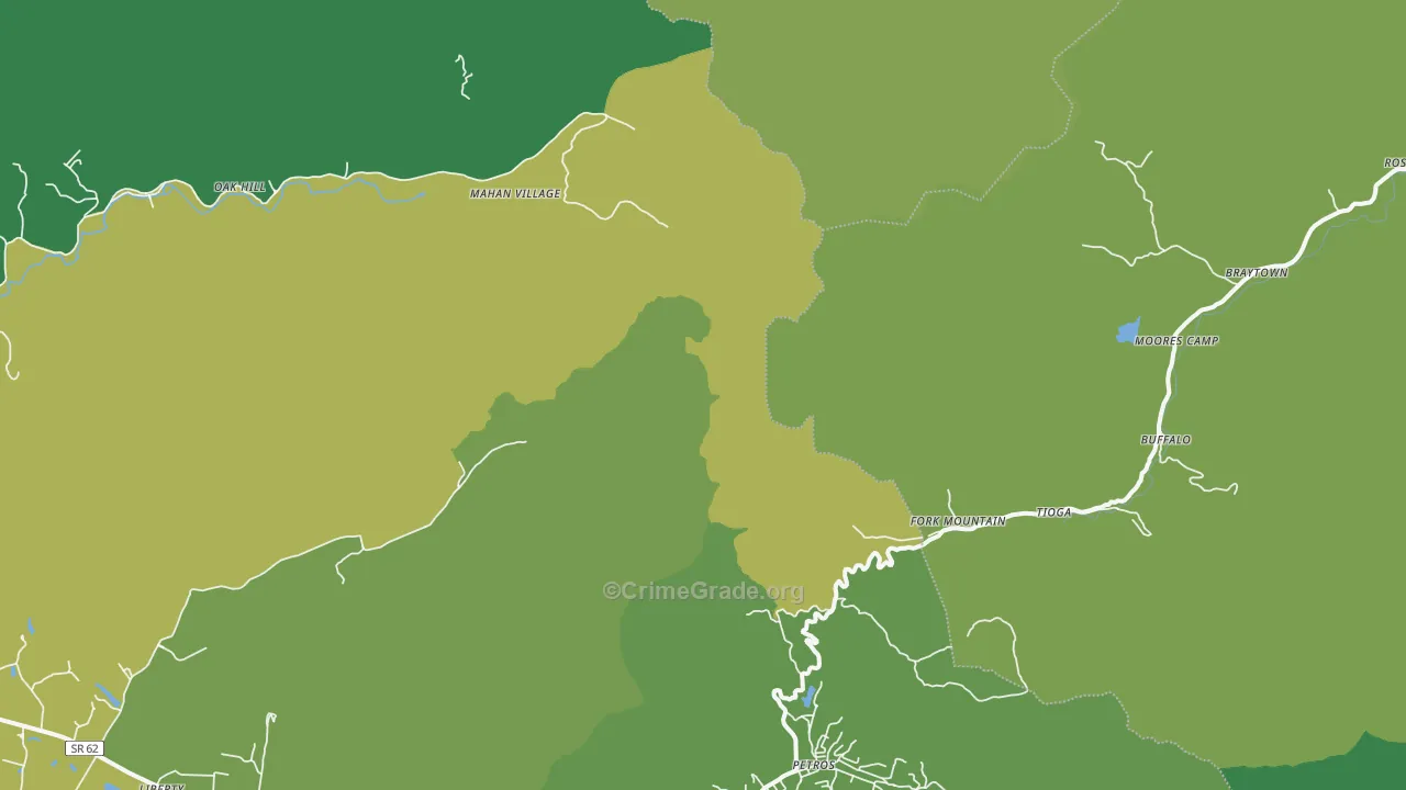 Fork Mountain, TN Map of Vehicle Theft Rates
