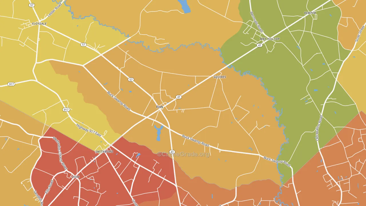 Fork, SC Map of Vehicle Theft Rates